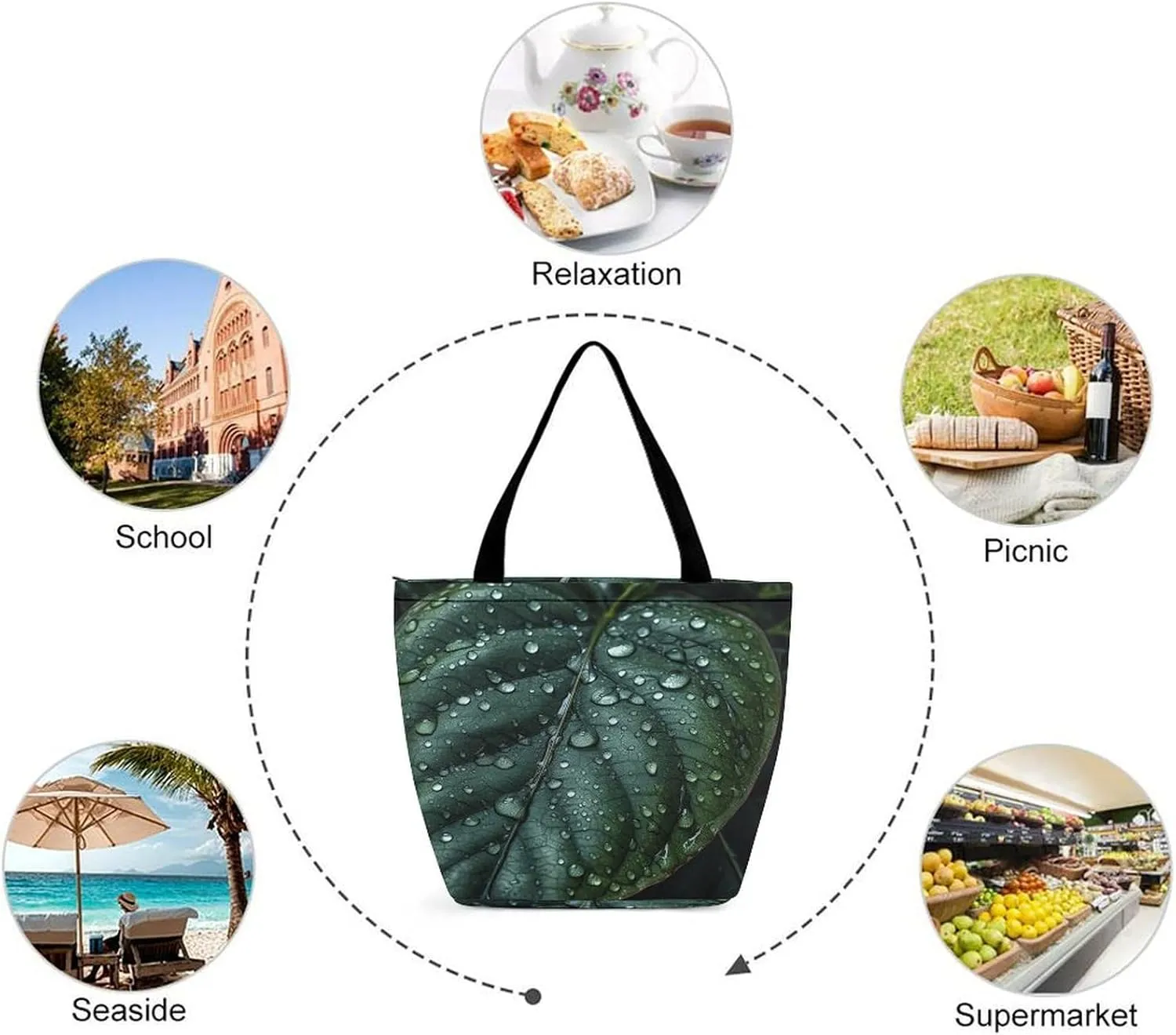 Tote Bag for Women Grocery Bag Rabbit Holding Heart Foldable Shopping Bags Reusable Large Tote Bag