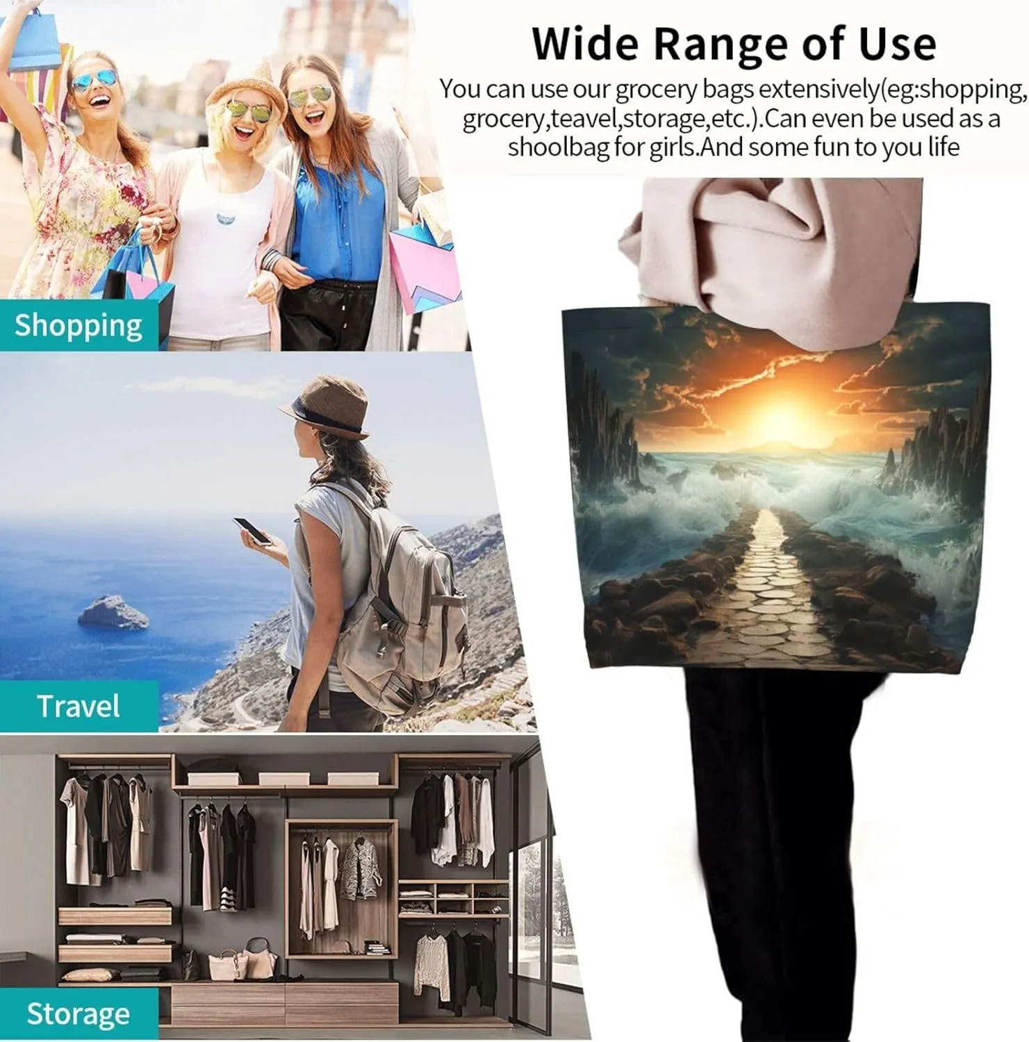 Tote Bag for Women Grocery Bag Reusable Shopping Bag Math question Handbag Foldable Shoulder Bag