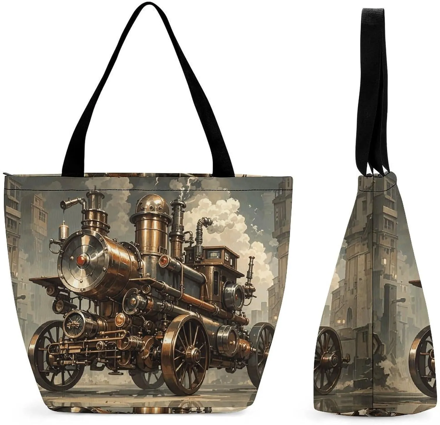 Tote Bag for Women Men Steampunk Style Shopping Bag Reusable Grocery Bags Casual Shoulder Bag for Shopping