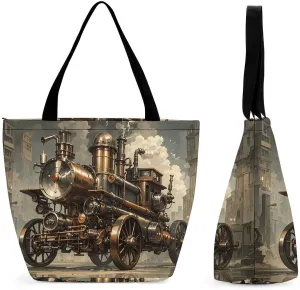 Tote Bag for Women Men Steampunk Style Shopping Bag Reusable Grocery Bags Casual Shoulder Bag for Shopping