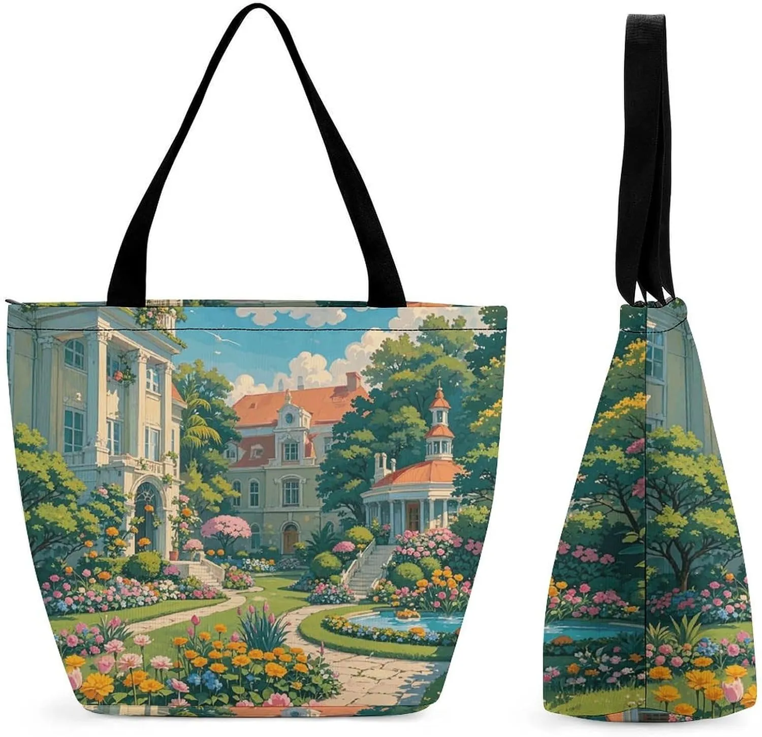 Tote Bag for Women Men Whimsical Gardens Academy Shopping Bag Reusable Grocery Bags Casual Shoulder Bag for Shopping