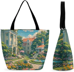 Tote Bag for Women Men Whimsical Gardens Academy Shopping Bag Reusable Grocery Bags Casual Shoulder Bag for Shopping