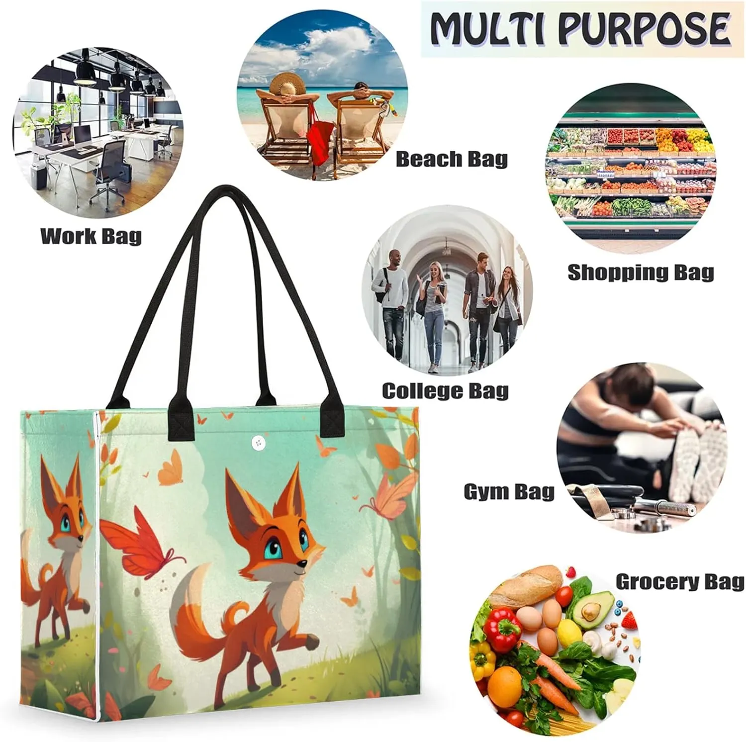 Tote Bag for Women Reusable Canvas Shoulder Bag