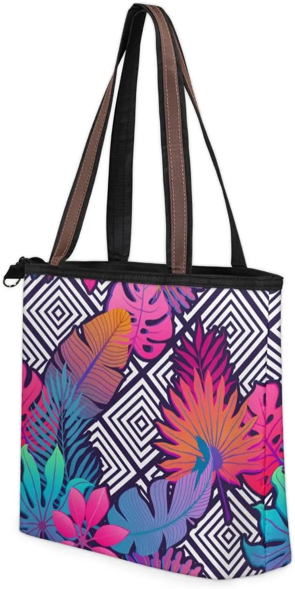 Tote Bag for Women with Zipper Large Capacity Top Handle Casual Shoulder Bag Handbag Reusable Shopping