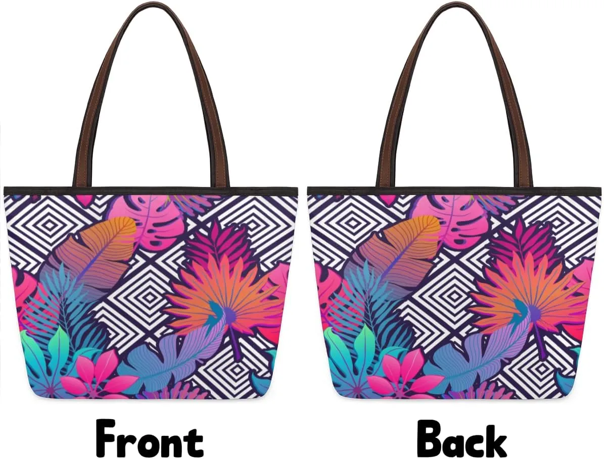 Tote Bag for Women with Zipper Large Capacity Top Handle Casual Shoulder Bag Handbag Reusable Shopping