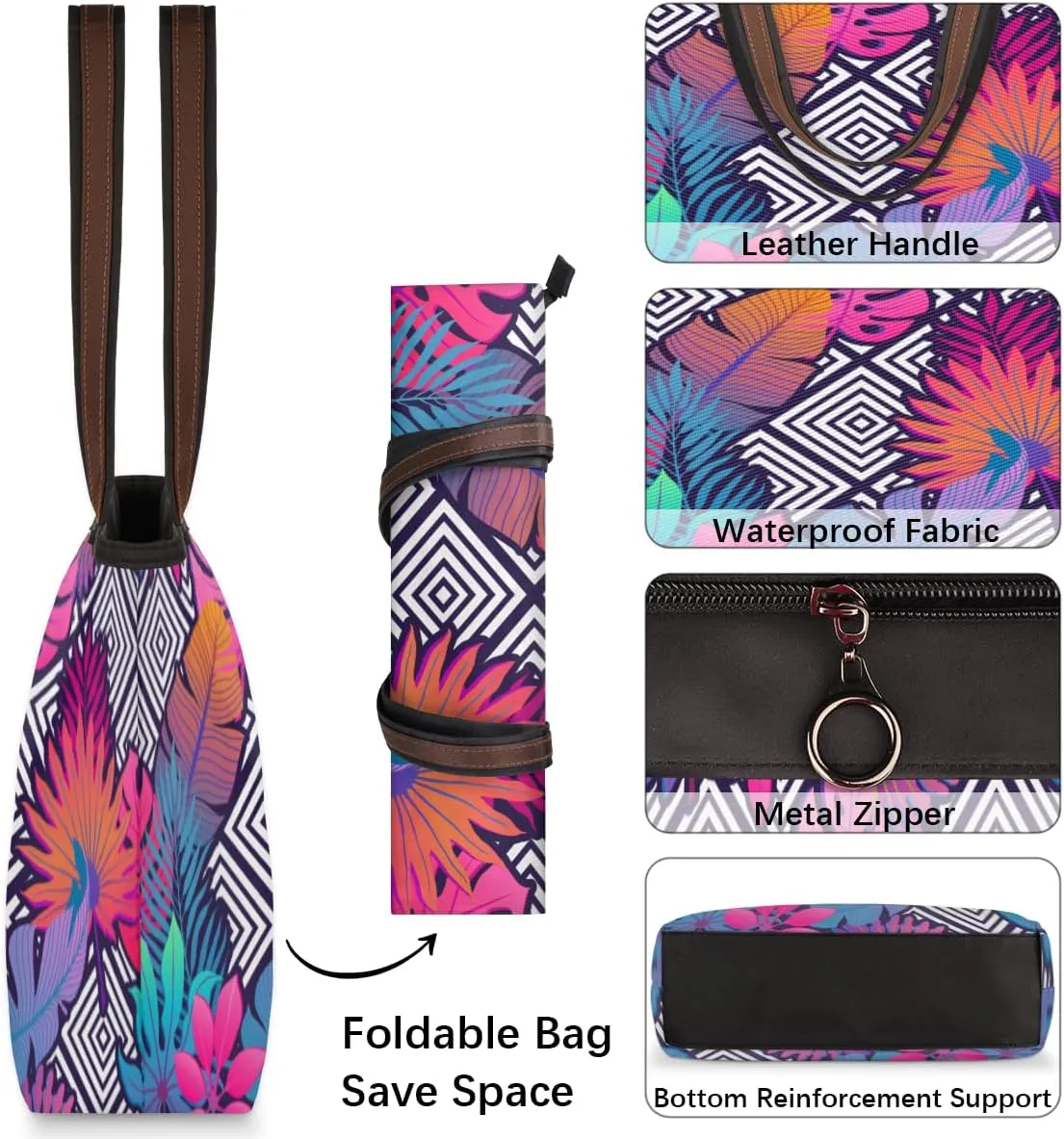 Tote Bag for Women with Zipper Large Capacity Top Handle Casual Shoulder Bag Handbag Reusable Shopping
