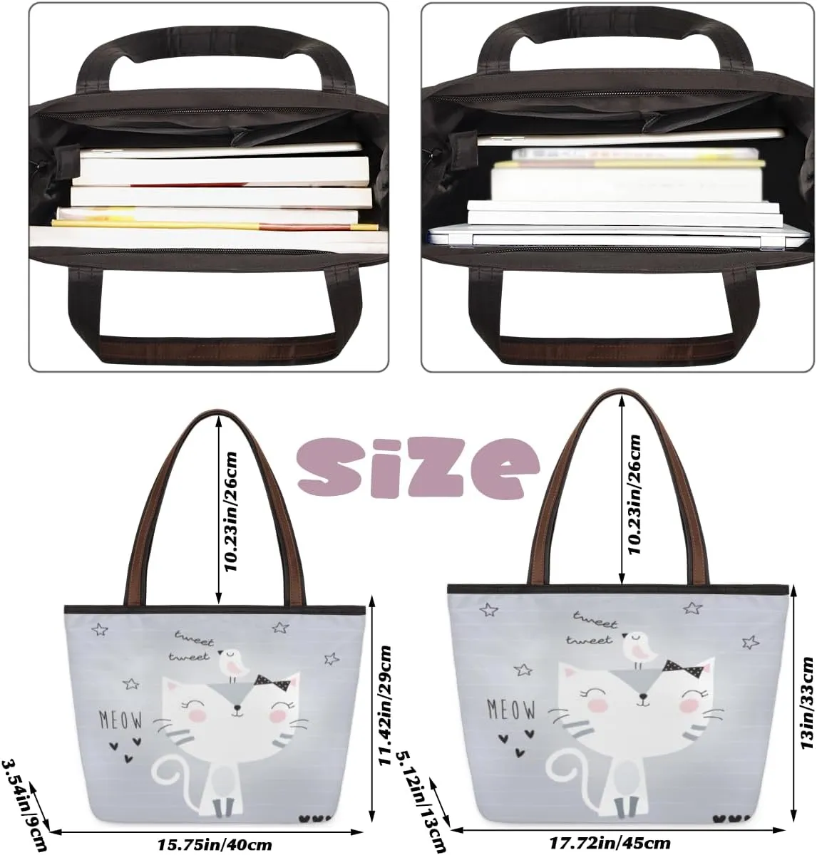 Tote Bag for Women with Zipper Large Capacity Top Handle Casual Shoulder Bag Handbag Reusable Shopping