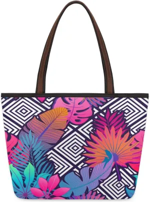 Tote Bag for Women with Zipper Large Capacity Top Handle Casual Shoulder Bag Handbag Reusable Shopping