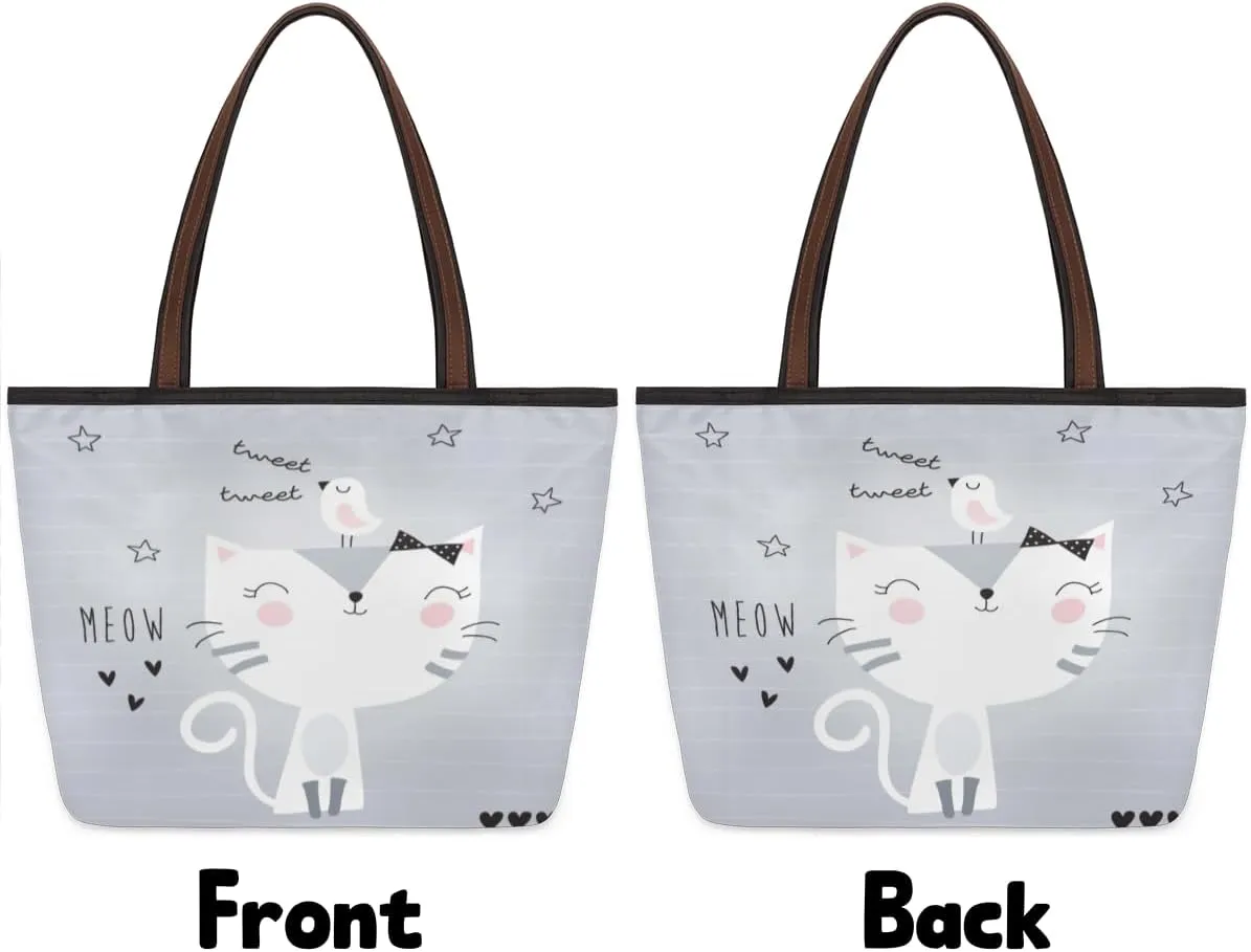Tote Bag for Women with Zipper Large Capacity Top Handle Casual Shoulder Bag Handbag Reusable Shopping