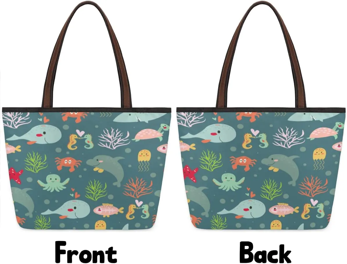 Tote Bag for Women with Zipper Large Capacity Top Handle Casual Shoulder Bag Handbag Reusable Shopping
