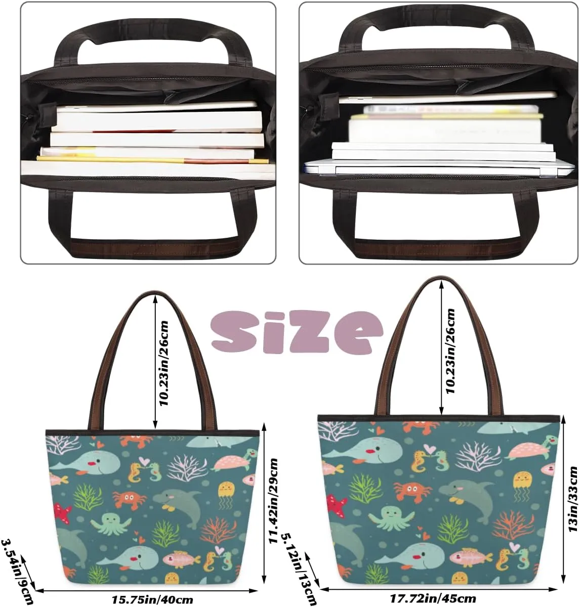 Tote Bag for Women with Zipper Large Capacity Top Handle Casual Shoulder Bag Handbag Reusable Shopping