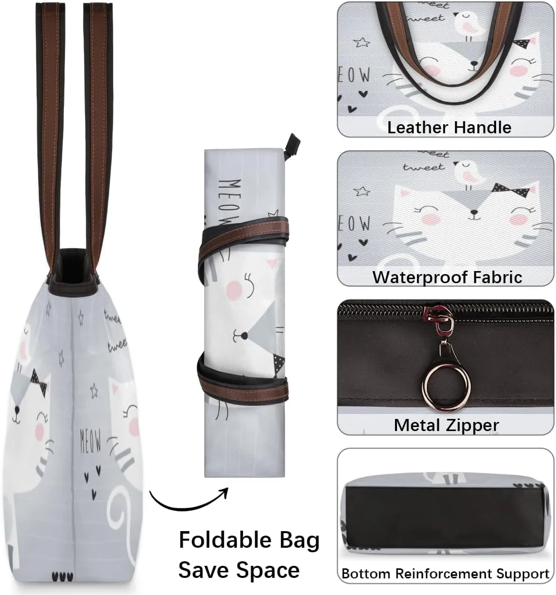 Tote Bag for Women with Zipper Large Capacity Top Handle Casual Shoulder Bag Handbag Reusable Shopping