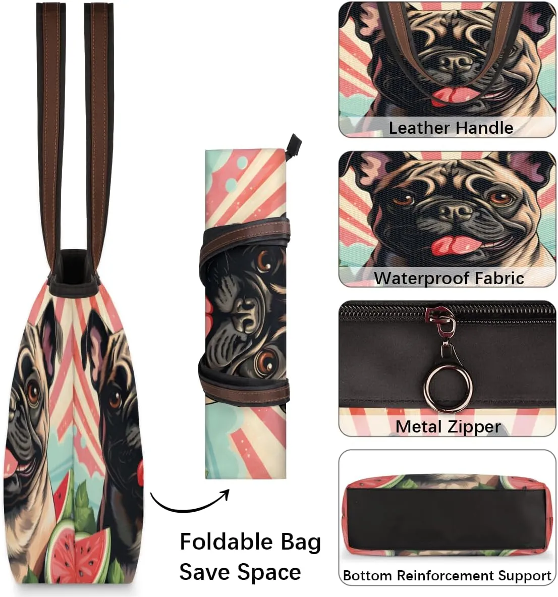 Tote Bag for Women with Zipper Large Capacity Top Handle Casual Shoulder Bag Handbag Reusable Shopping