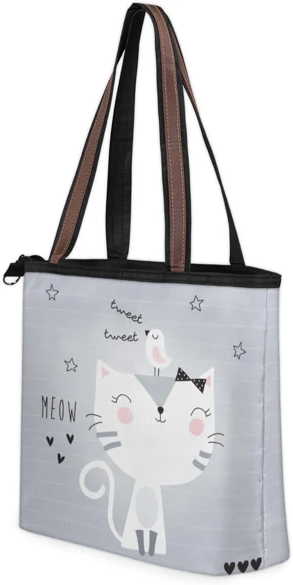 Tote Bag for Women with Zipper Large Capacity Top Handle Casual Shoulder Bag Handbag Reusable Shopping