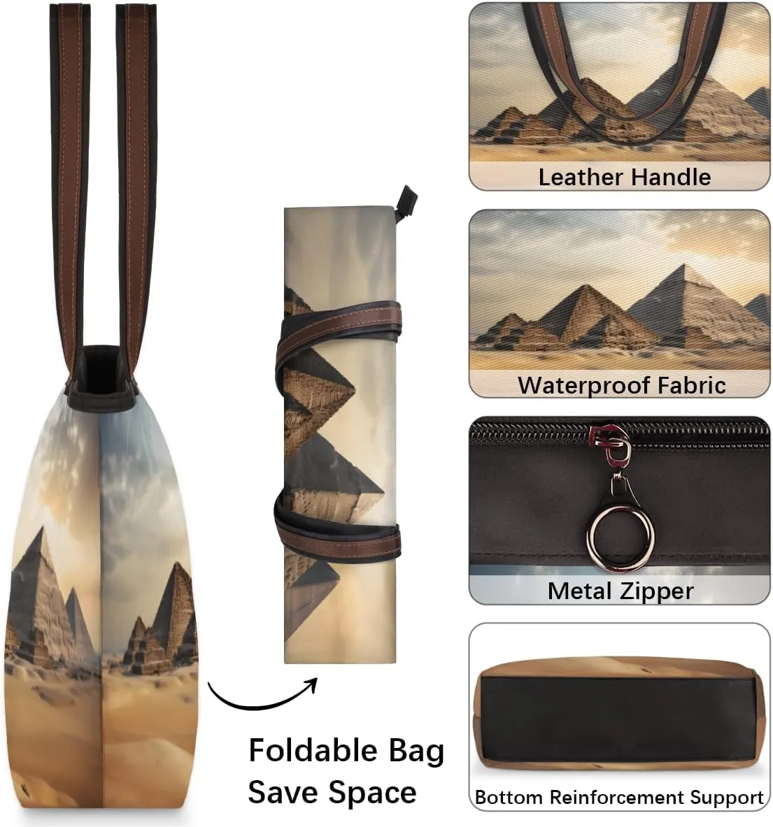 Tote Bag for Women with Zipper Large Capacity Top Handle Casual Shoulder Bag Handbag Reusable Shopping