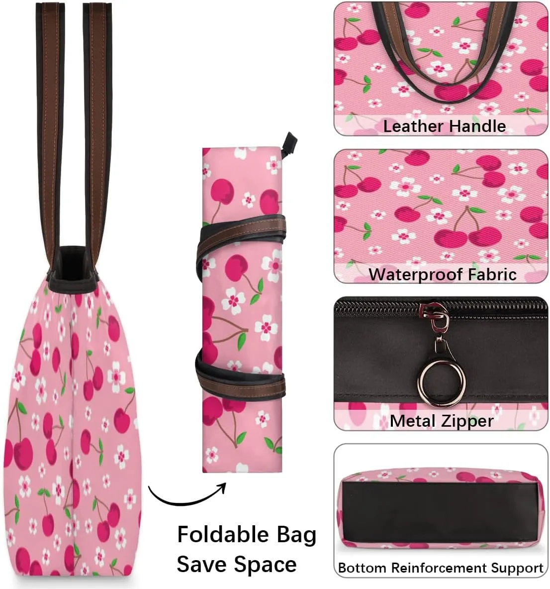 Tote Bag for Women with Zipper Large Capacity Top Handle Casual Shoulder Bag Handbag Reusable Shopping