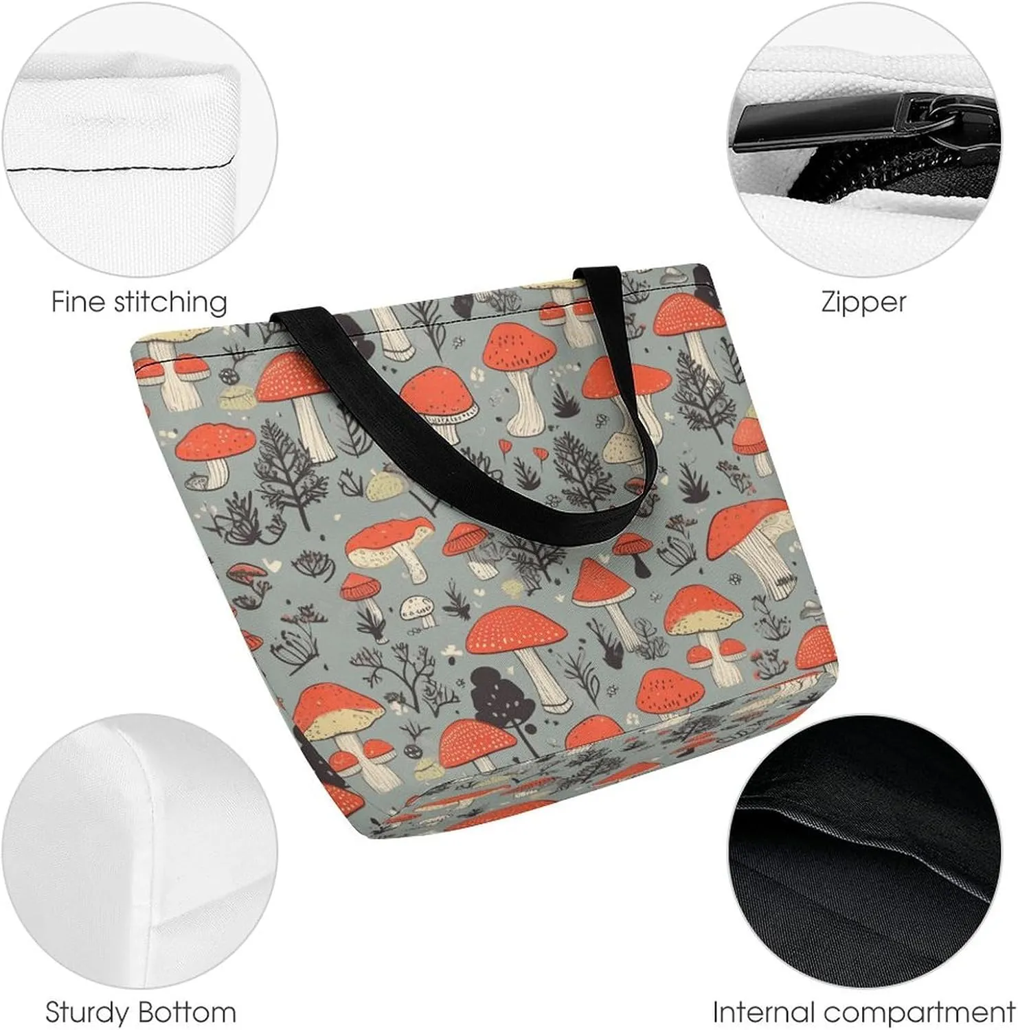 Tote Bag Reusable Grocery Bag Foldable Shopping Bag Extra Large Shoulder Bag Rooster Tote Bag for Travel Work