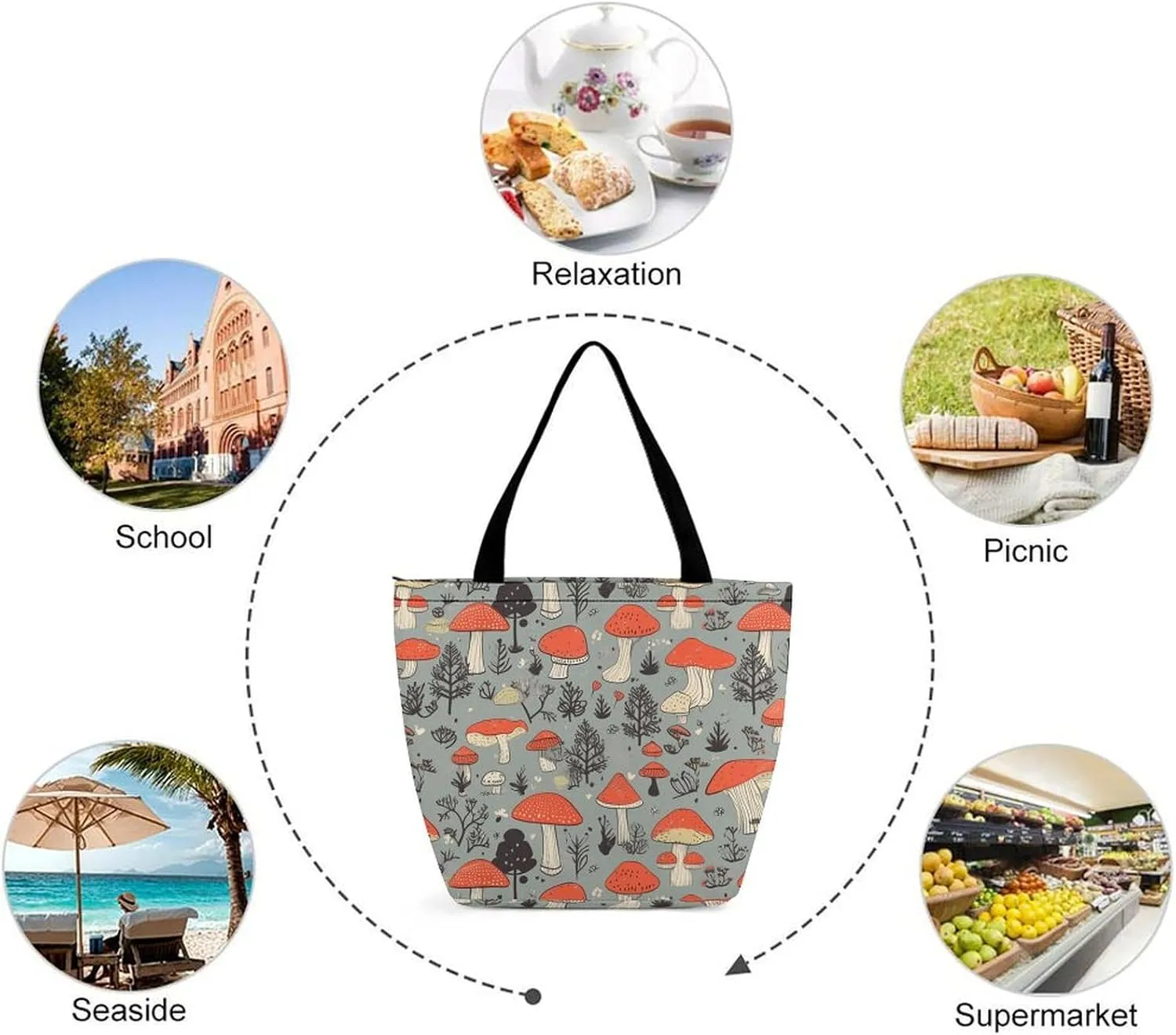 Tote Bag Reusable Grocery Bag Foldable Shopping Bag Extra Large Shoulder Bag Rooster Tote Bag for Travel Work