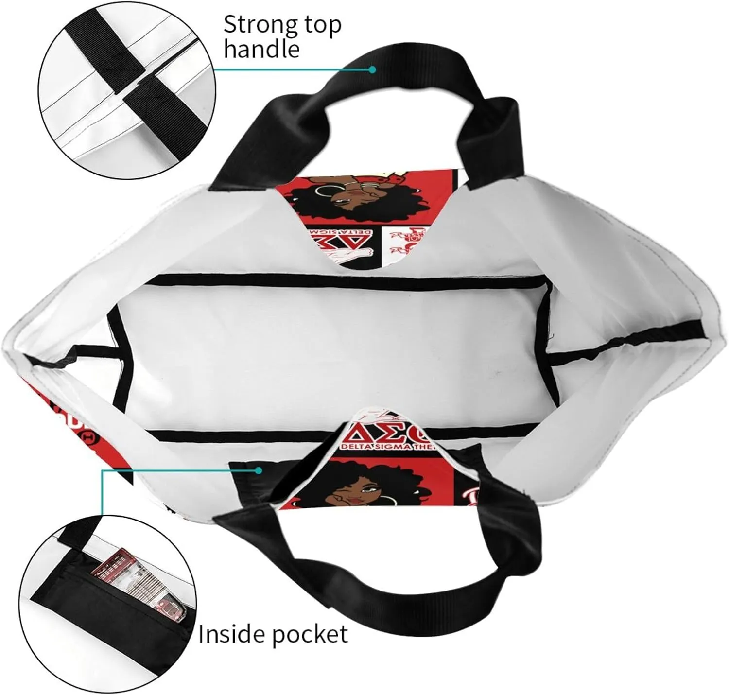 Tote Bag Sorority Gifts Woman Travel Foldable Reusable Canvas Storage Bag Shopping