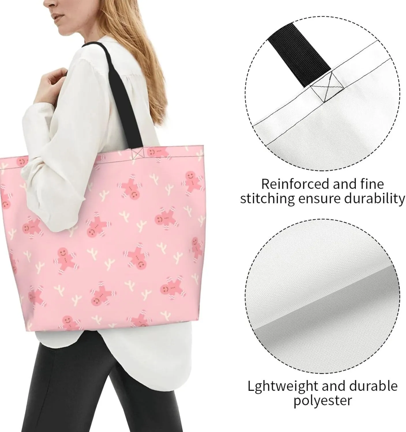 Tote Bag - Women's Large Casual Shoulder Handbag - Reusable Shopping Grocery Bag