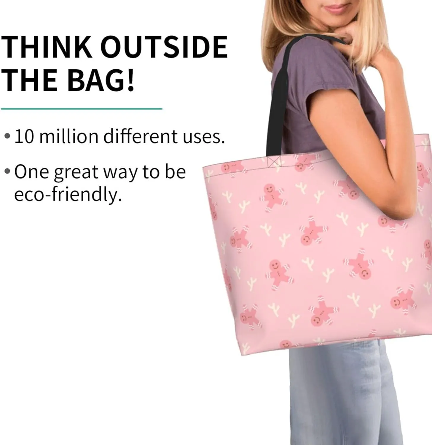 Tote Bag - Women's Large Casual Shoulder Handbag - Reusable Shopping Grocery Bag