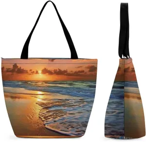 Tote Bags for Women Evening Beach Sea Water Versatile Shoulder Bag with Zipper Large Capacity Handbag Beach Bag Reusable Grocery Bag for Shopping Travel Commuting