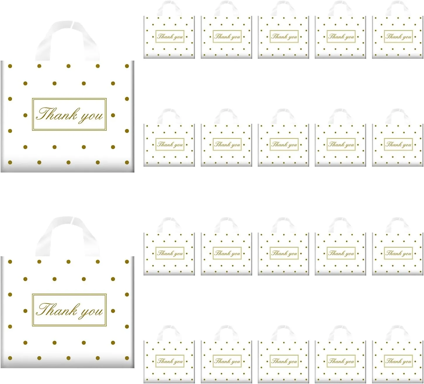 Tote Bags, Small & Medium, White & Pink, Reusable Plastic Shopping Bags with Handle & Slip Pocket