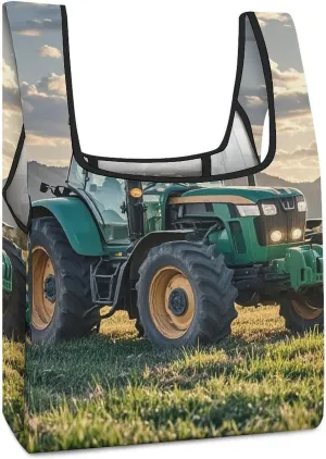 Tractor Agriculture Tranquil Tote Bag Reusable Shopping Handbag Washable Foldable Grocery Tote for Picnic Shopping