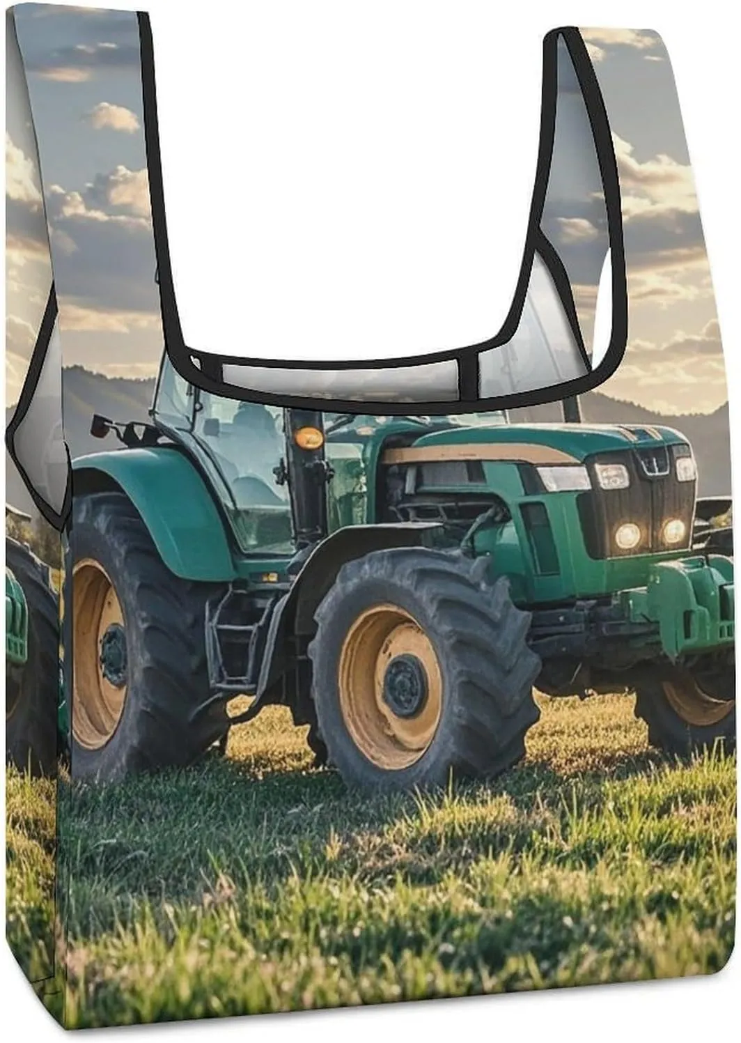 Tractor Agriculture Tranquil Tote Bag Reusable Shopping Handbag Washable Foldable Grocery Tote for Picnic Shopping