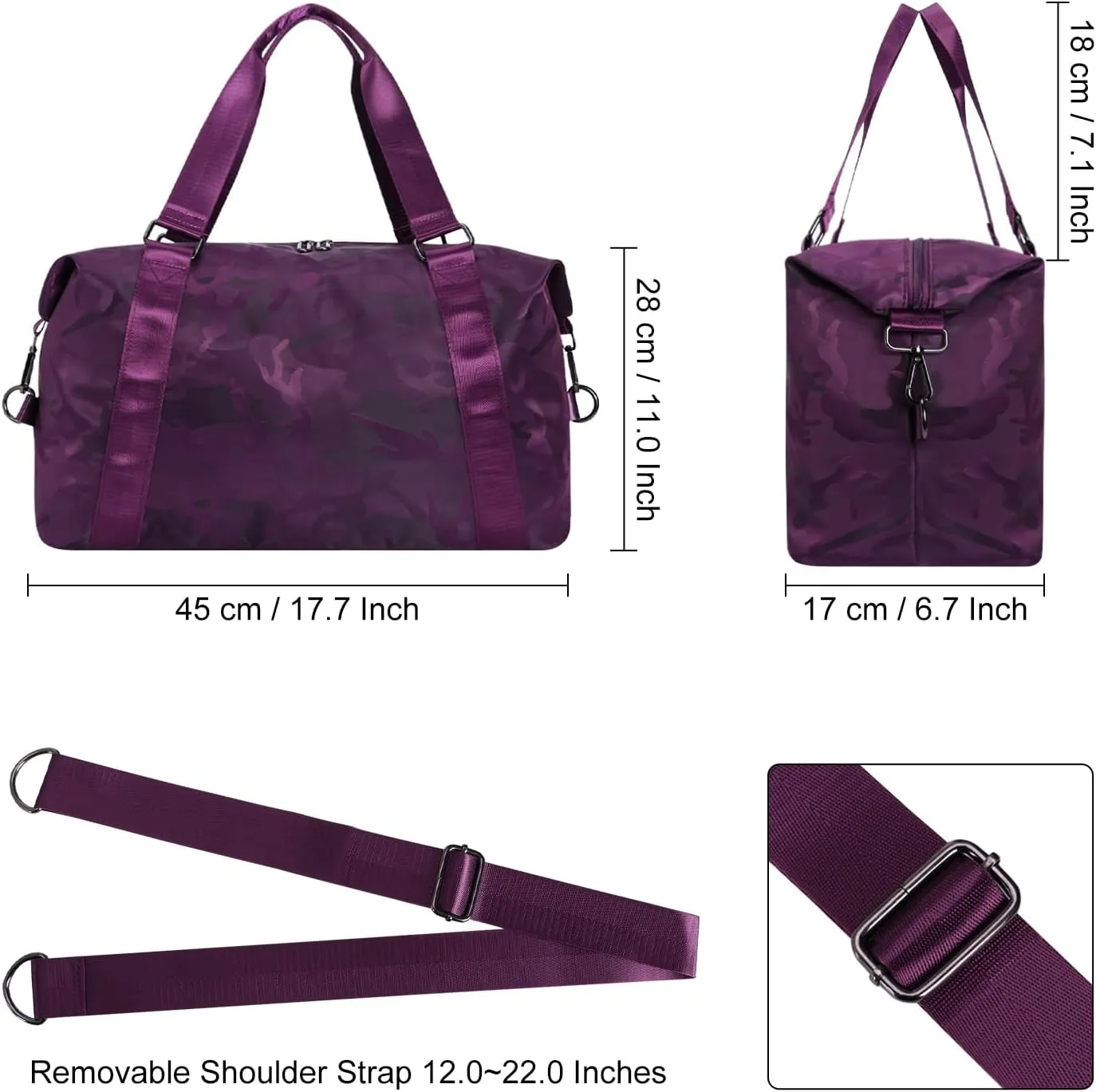 Travel Duffel Bag, Carry On Tote Bag Sports Gym Bag, Shoulder Weekender Overnight Luggage Bag for Women Men