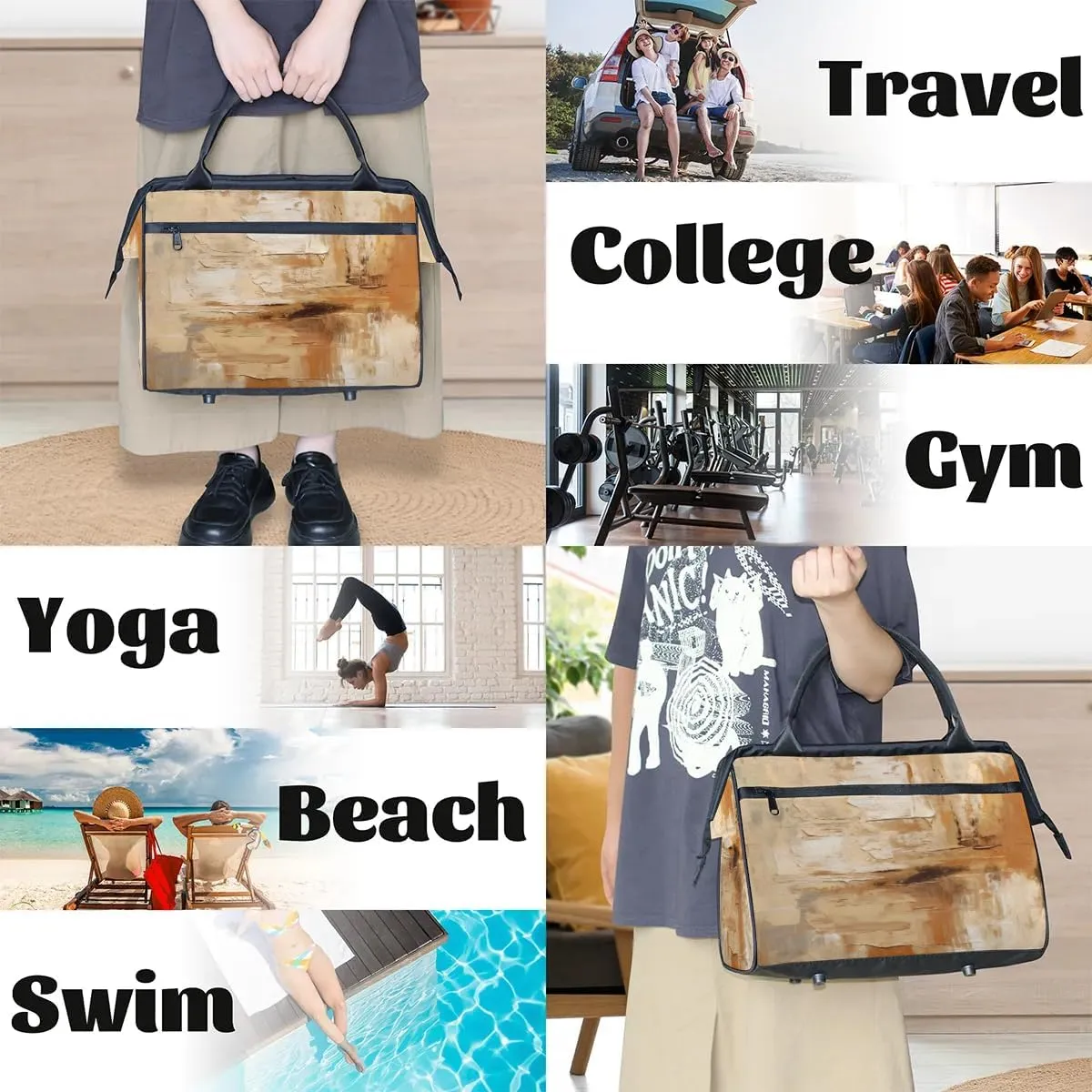 Travel Duffel Bag for Women, Abstract Art Printing Weekender Overnight Bag Carry on Beach Swim Bags Dance Bag Airlines Approved Personal Item Travel Bag for Yoga, Sports, Hospital