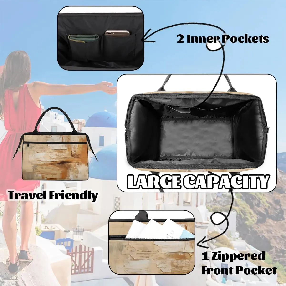 Travel Duffel Bag for Women, Abstract Art Printing Weekender Overnight Bag Carry on Beach Swim Bags Dance Bag Airlines Approved Personal Item Travel Bag for Yoga, Sports, Hospital