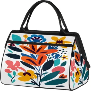 Travel Duffel Bag for Women, Abstract Flower Weekender Overnight Bag Carry on Beach Swim Bags Dance Bag Airlines Approved Personal Item Travel Bag for Yoga, Sports, Hospital