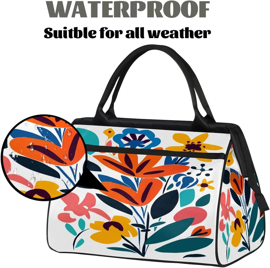 Travel Duffel Bag for Women, Abstract Flower Weekender Overnight Bag Carry on Beach Swim Bags Dance Bag Airlines Approved Personal Item Travel Bag for Yoga, Sports, Hospital