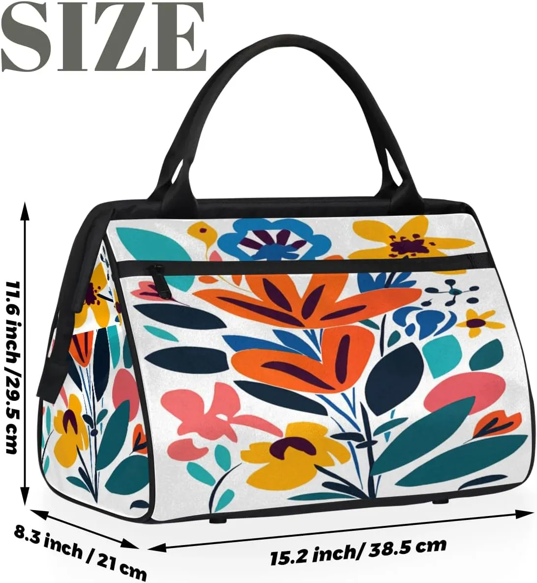 Travel Duffel Bag for Women, Abstract Flower Weekender Overnight Bag Carry on Beach Swim Bags Dance Bag Airlines Approved Personal Item Travel Bag for Yoga, Sports, Hospital