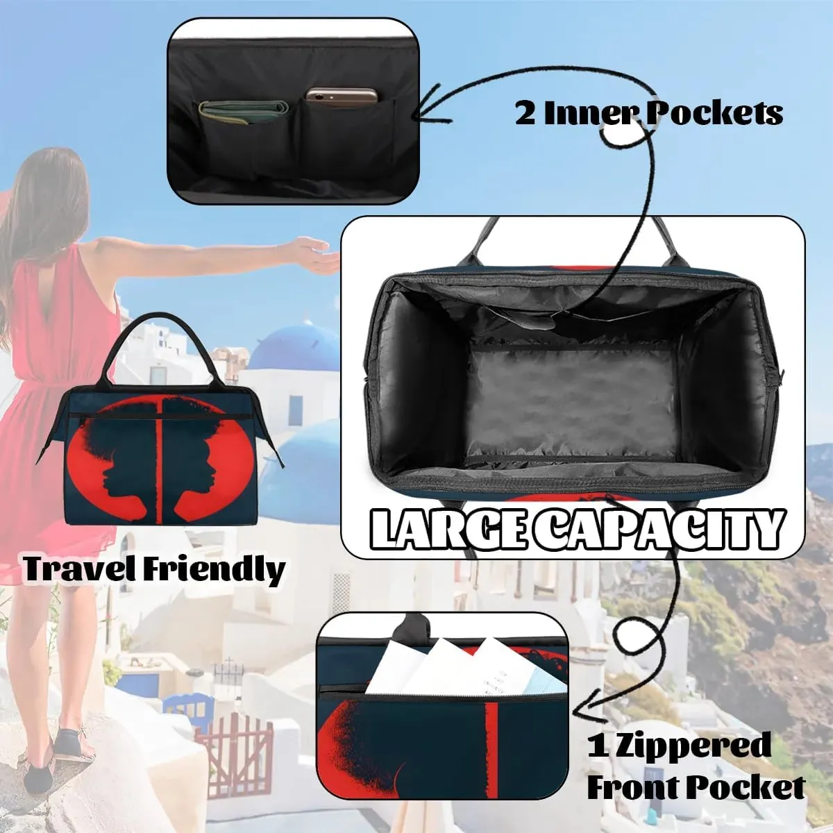 Travel Duffel Bag for Women, Africa Girl Weekender Overnight Bag Carry on Beach Swim Bags Dance Bag Airlines Approved Personal Item Travel Bag for Yoga, Sports, Hospital