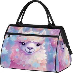 Travel Duffel Bag for Women, Alpaca Animal Weekender Overnight Bag Carry on Beach Swim Bags Dance Bag Airlines Approved Personal Item Travel Bag for Yoga, Sports, Hospital