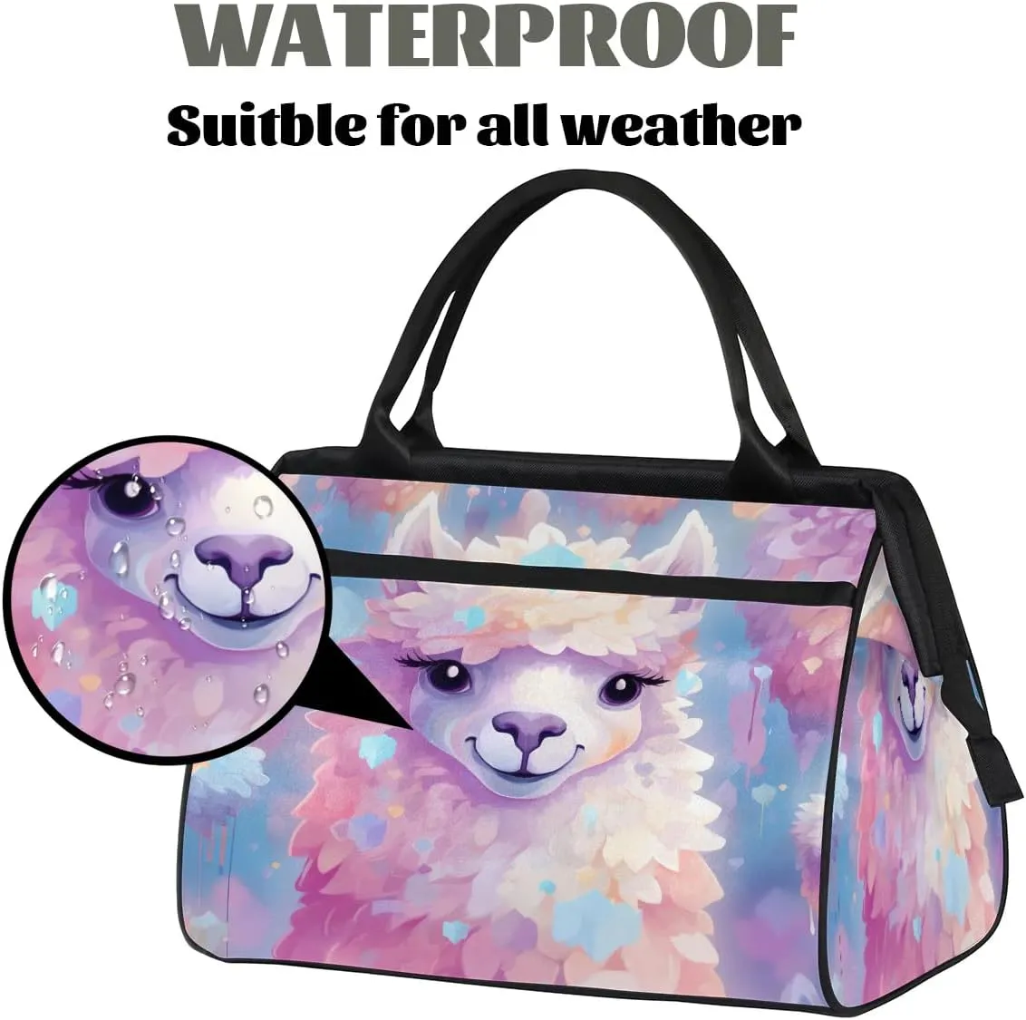 Travel Duffel Bag for Women, Alpaca Animal Weekender Overnight Bag Carry on Beach Swim Bags Dance Bag Airlines Approved Personal Item Travel Bag for Yoga, Sports, Hospital