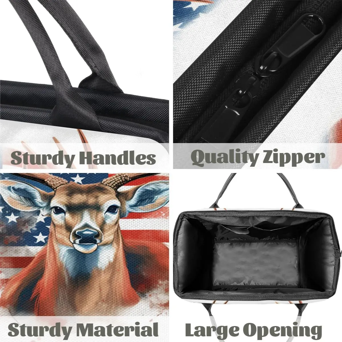 Travel Duffel Bag for Women, American Flag Deer Weekender Overnight Bag Carry on Beach Swim Bags Dance Bag Airlines Approved Personal Item Travel Bag for Yoga, Sports, Hospital