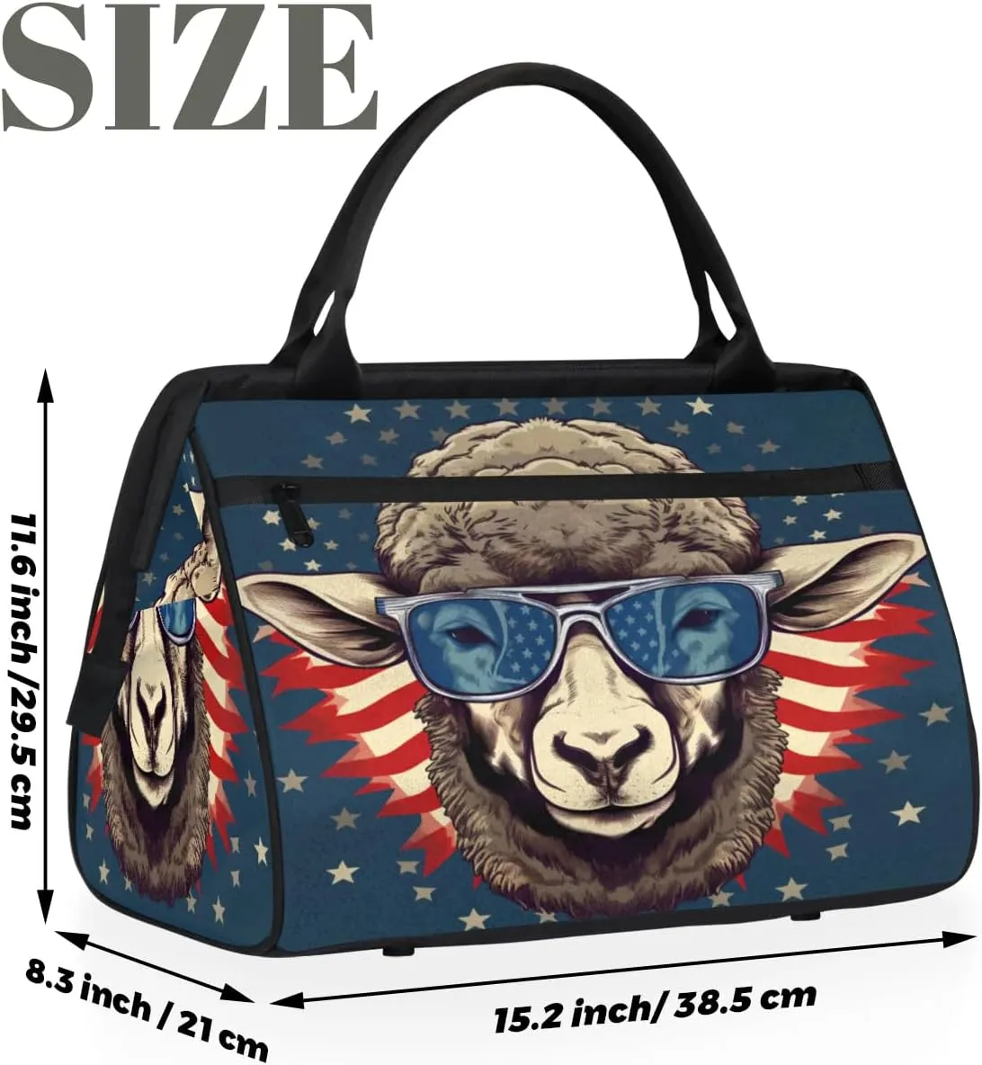 Travel Duffel Bag for Women, American Sheep Weekender Overnight Bag Carry on Beach Swim Bags Dance Bag Airlines Approved Personal Item Travel Bag for Yoga, Sports, Hospital
