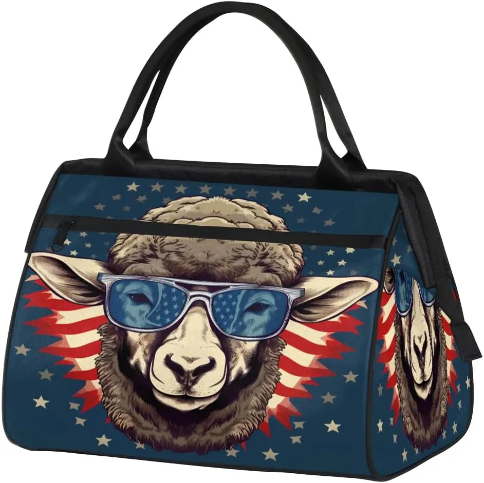 Travel Duffel Bag for Women, American Sheep Weekender Overnight Bag Carry on Beach Swim Bags Dance Bag Airlines Approved Personal Item Travel Bag for Yoga, Sports, Hospital