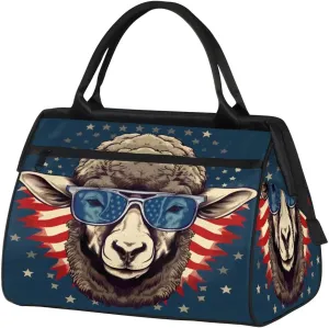 Travel Duffel Bag for Women, American Sheep Weekender Overnight Bag Carry on Beach Swim Bags Dance Bag Airlines Approved Personal Item Travel Bag for Yoga, Sports, Hospital