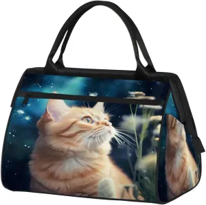 Travel Duffel Bag for Women, Animal Cat Weekender Overnight Bag Carry on Beach Swim Bags Dance Bag Airlines Approved Personal Item Travel Bag for Yoga, Sports, Hospital