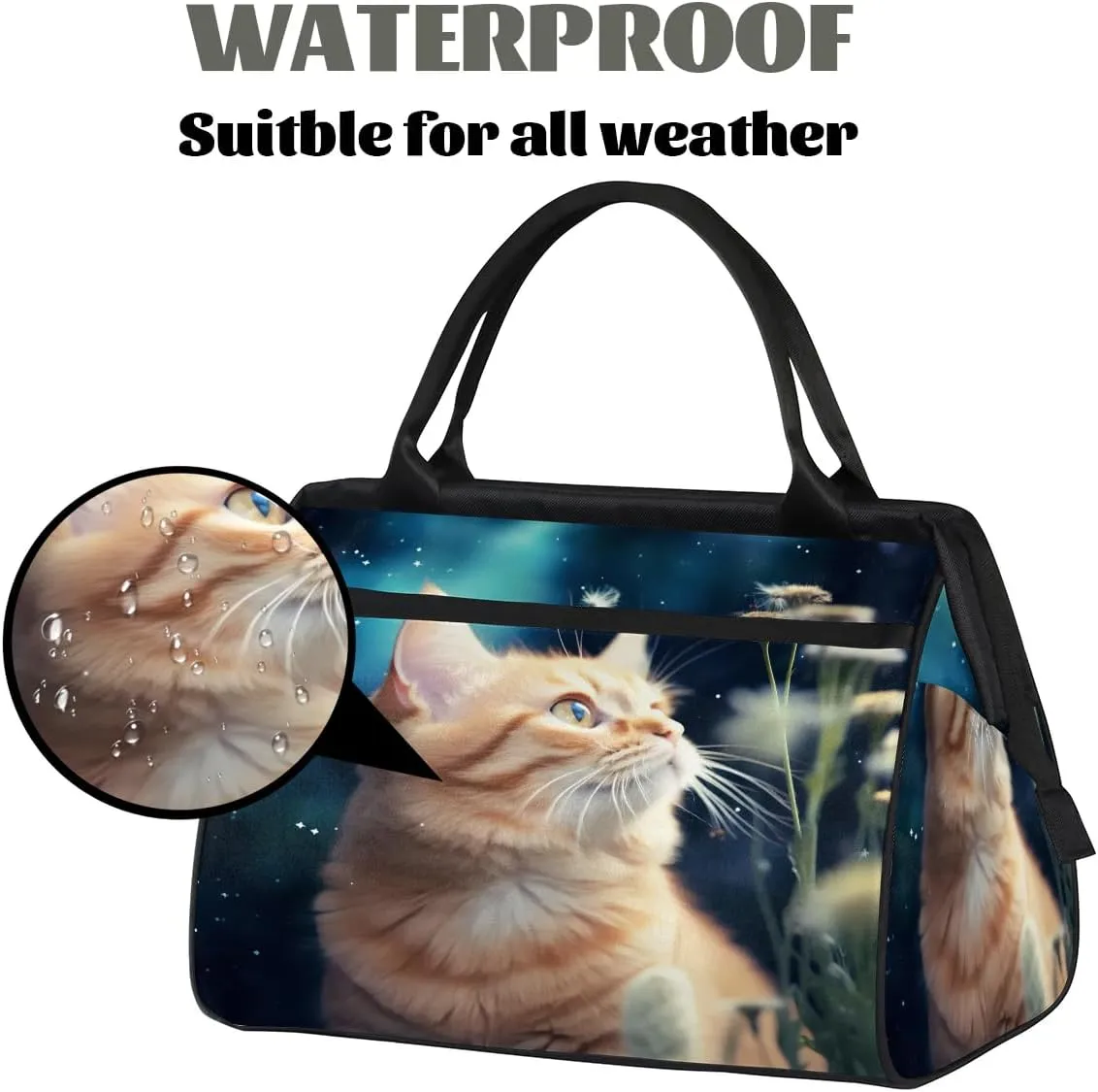Travel Duffel Bag for Women, Animal Cat Weekender Overnight Bag Carry on Beach Swim Bags Dance Bag Airlines Approved Personal Item Travel Bag for Yoga, Sports, Hospital