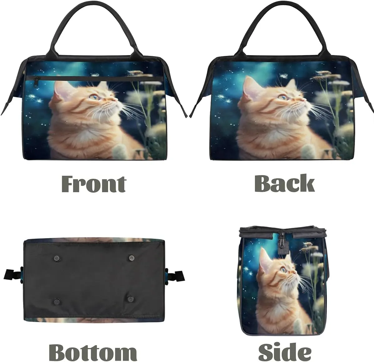 Travel Duffel Bag for Women, Animal Cat Weekender Overnight Bag Carry on Beach Swim Bags Dance Bag Airlines Approved Personal Item Travel Bag for Yoga, Sports, Hospital