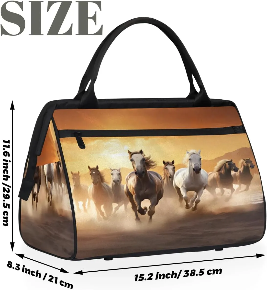 Travel Duffel Bag for Women, Animal Horse Weekender Overnight Bag Carry on Beach Swim Bags Dance Bag Airlines Approved Personal Item Travel Bag for Yoga, Sports, Hospital