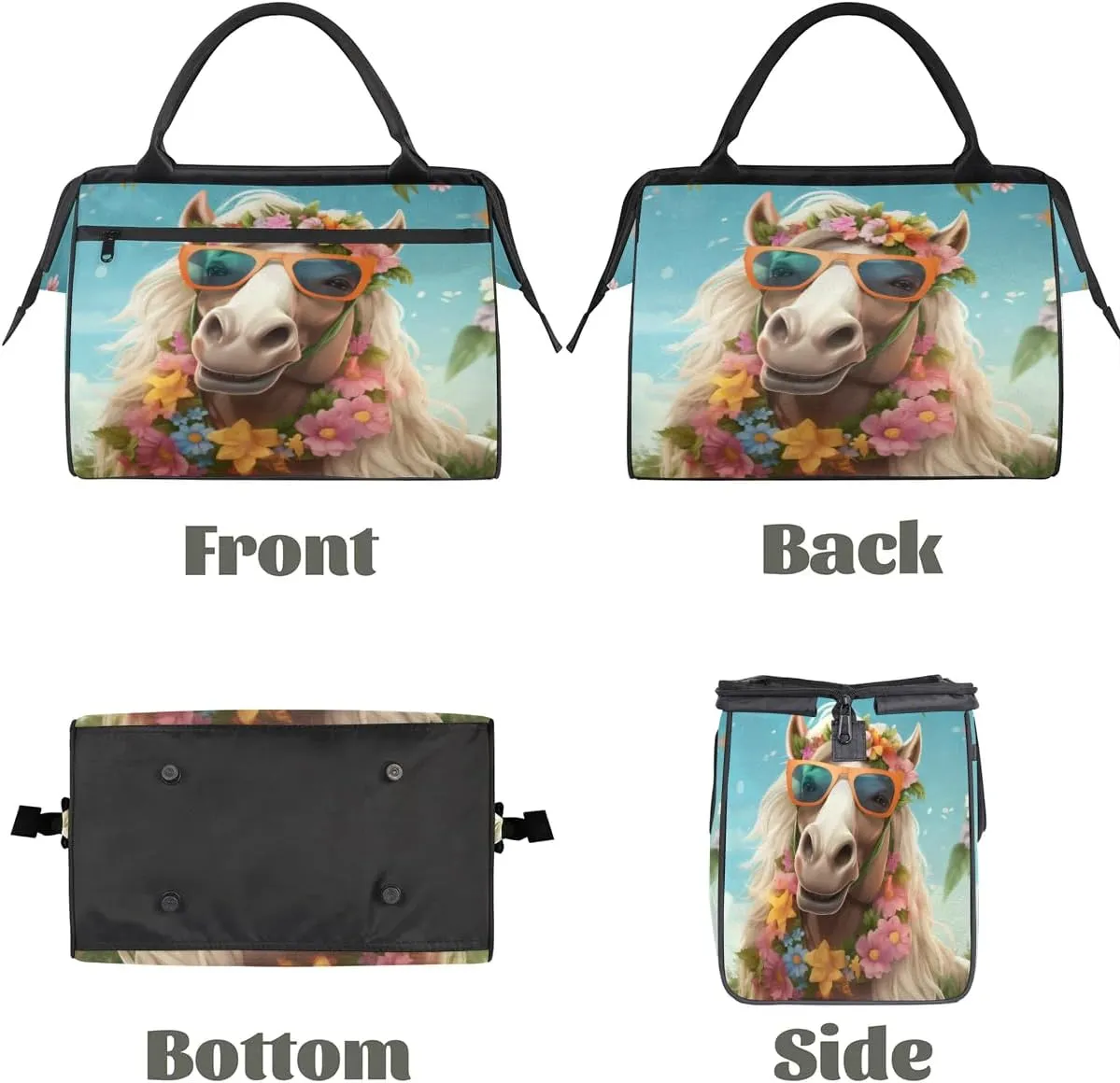 Travel Duffel Bag for Women, Animal Horse Weekender Overnight Bag Carry on Beach Swim Bags Dance Bag Airlines Approved Personal Item Travel Bag for Yoga, Sports, Hospital