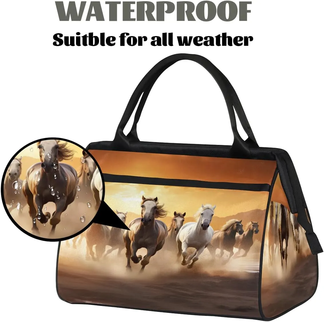 Travel Duffel Bag for Women, Animal Horse Weekender Overnight Bag Carry on Beach Swim Bags Dance Bag Airlines Approved Personal Item Travel Bag for Yoga, Sports, Hospital