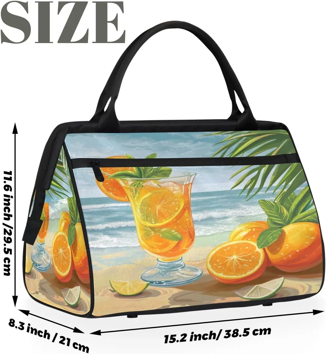 Travel Duffel Bag for Women, Beach Summer Lemon Weekender Overnight Bag Carry on Beach Swim Bags Dance Bag Airlines Approved Personal Item Travel Bag for Yoga, Sports, Hospital