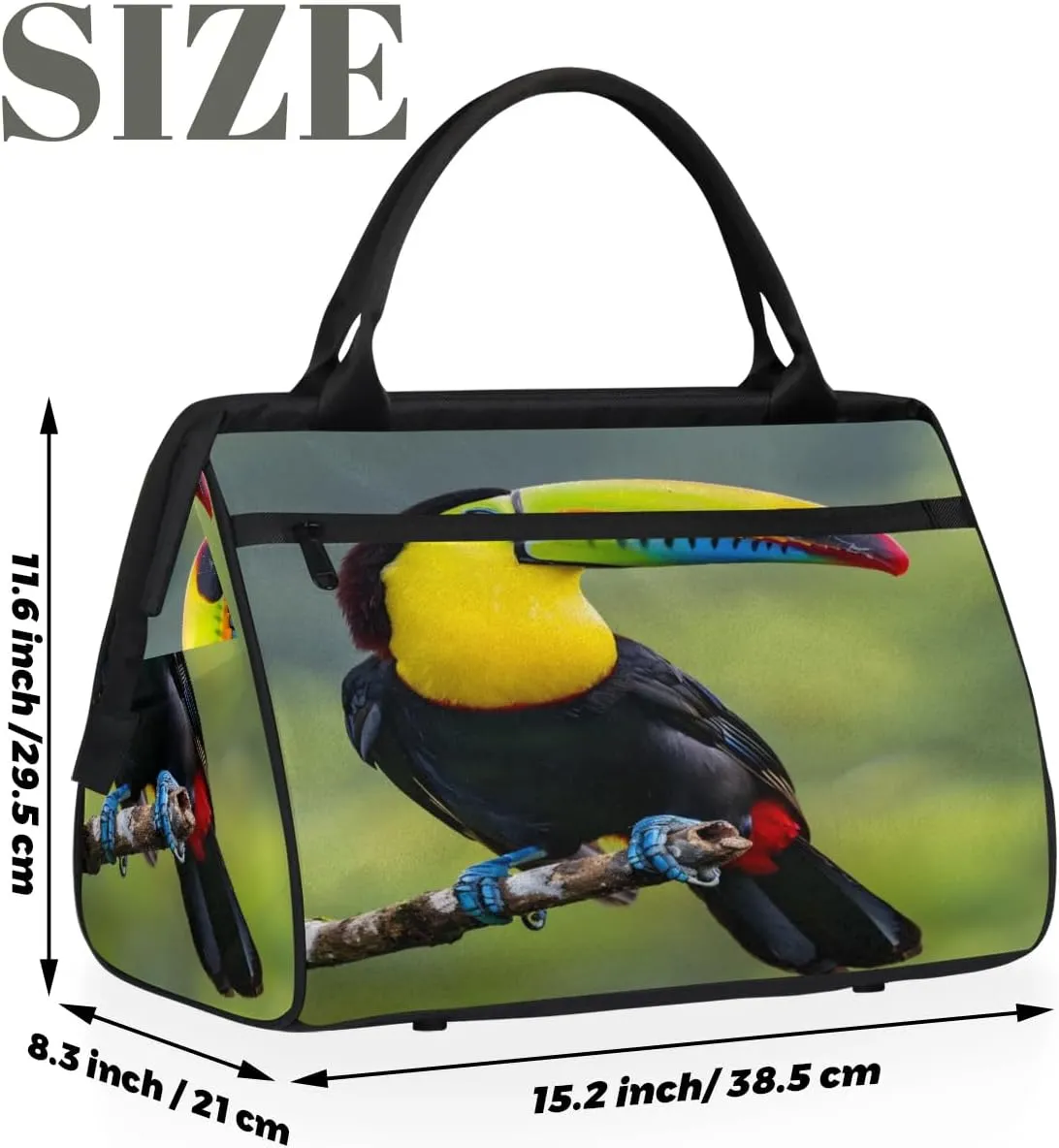 Travel Duffel Bag for Women, Beautiful Toucan Weekender Overnight Bag Carry on Beach Swim Bags Dance Bag Airlines Approved Personal Item Travel Bag for Yoga, Sports, Hospital